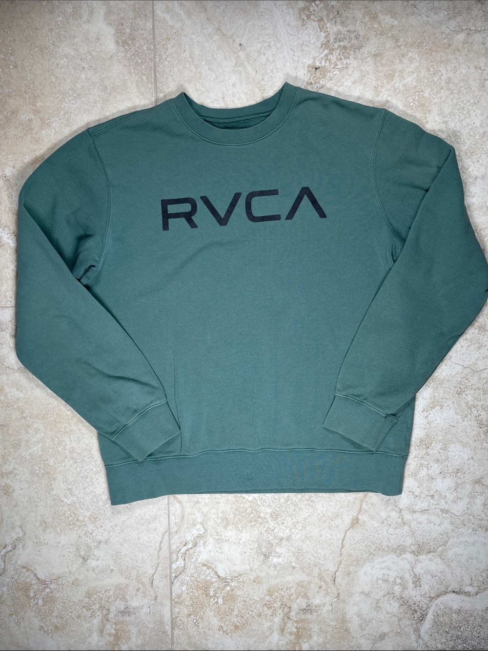 RVCA Crewneck Sweatshirt in Jade Green with Black Logo